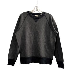 Billy Reid Sweater Mens Gray Pullover Crew Neck Striped Raglan Cotton size L